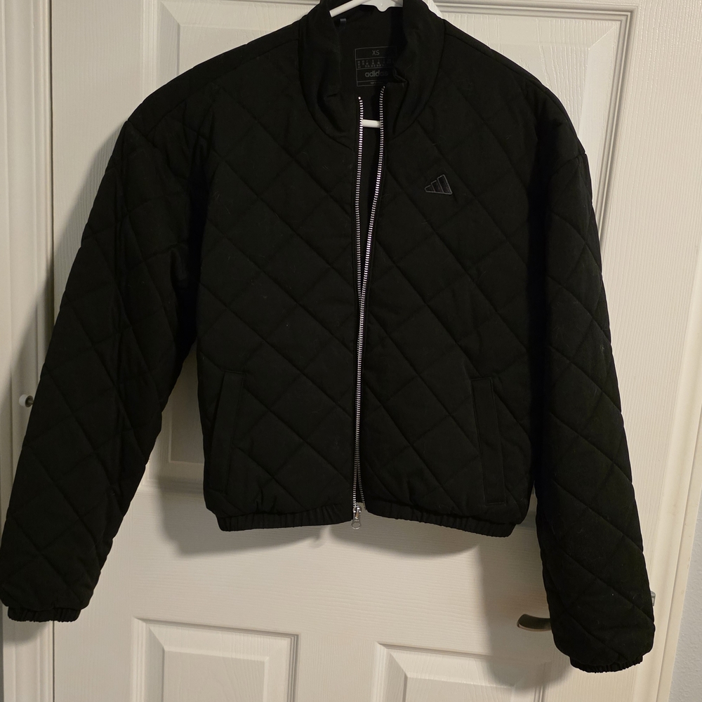 Women's Adidas Black Quilted Bomber Jacket